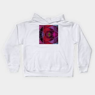 Mosaic Kaleidoscope Flower Red and Blue Kids Hoodie